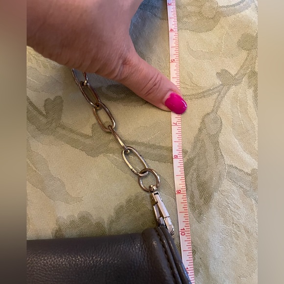 Tory Burch Leather Flap Purse & Convertible Clutch Gray with Gold Chain - Picture 12 of 16